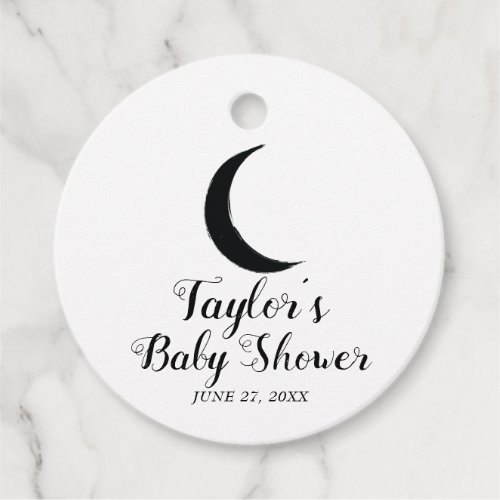 Black Crescent Moon Astrology Zodiac Baby Shower   Favor Tags