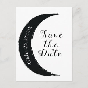 Black Crescent Moon Astrology Zodiac Save the Date Announcement Postcard