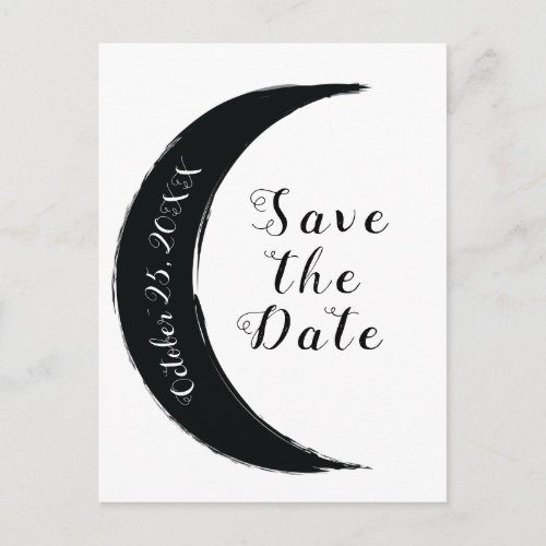 Black Crescent Moon Astrology Zodiac Save the Date Announcement Postcard