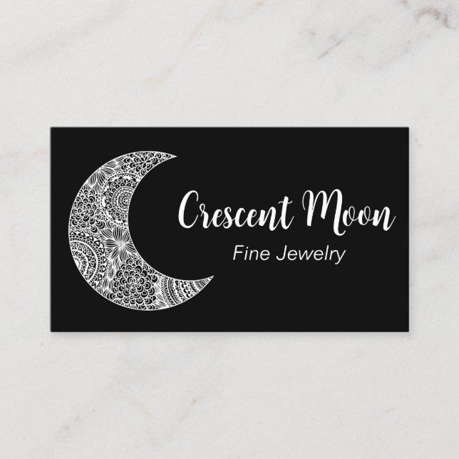 Black Crescent Moon Jewelry Maker Business Card (Front)