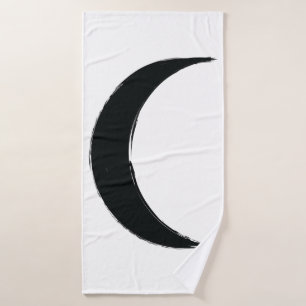 Black Crescent Waning Magic Dark Moon Astrology Bath Towel Set