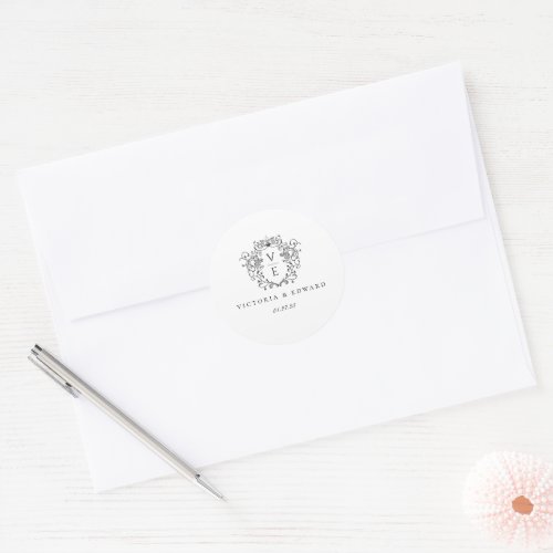 Black Crest Monogram Wedding Envelope Seal
