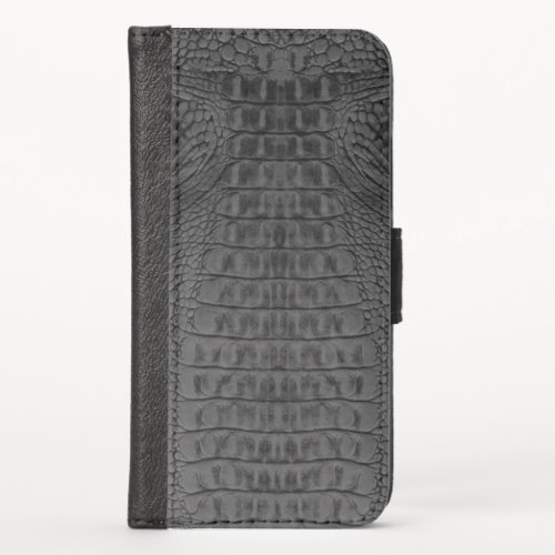Black Crocodile Leather  iPhone X Wallet Case