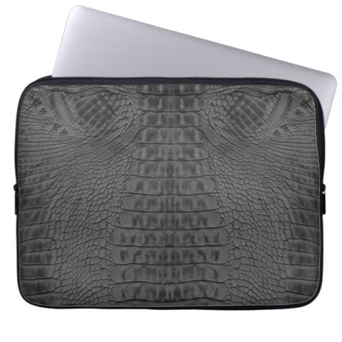 Black Crocodile Leather  Laptop Sleeve