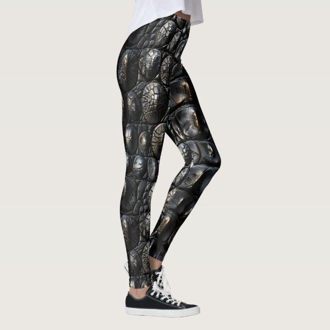 Black Crocodile Leather Leggings (Right)