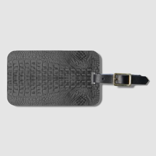 Black Crocodile Leather  Luggage Tag