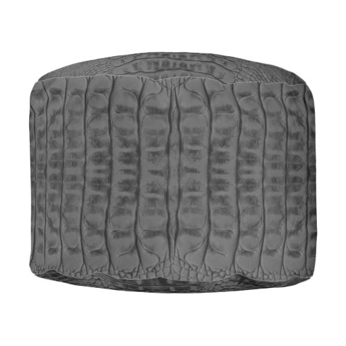 Black Crocodile Leather Pouf