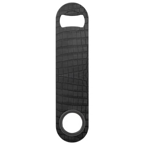 Black Crocodile Leather Print Bar Key