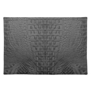 Black Crocodile Leather Print Cloth Placemat