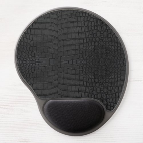 Black Crocodile Leather Print Gel Mouse Pad