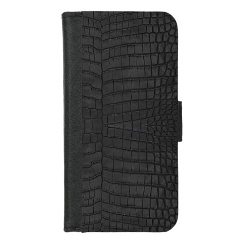 Black Crocodile Leather Print iPhone 87 Wallet Case