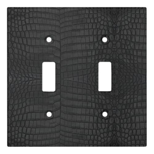 Black Crocodile Leather Print Light Switch Cover