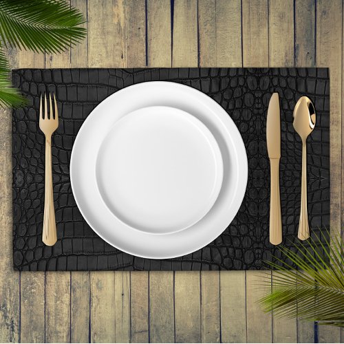 Black Crocodile Leather Print Placemat