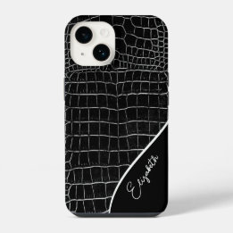 Black Crocodile Personalized iPhone 14 Case