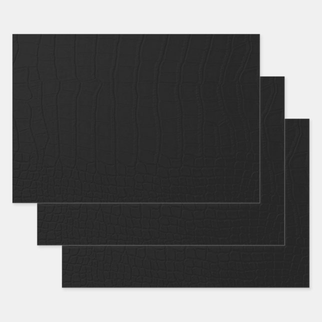 Black Crocodile Skin Print Wrapping Paper Sheets (Set)