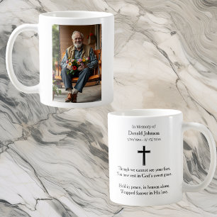 Black Cross and Poem Photo Memorial Coffee Mug