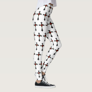 Black Cross And Rose Leggings