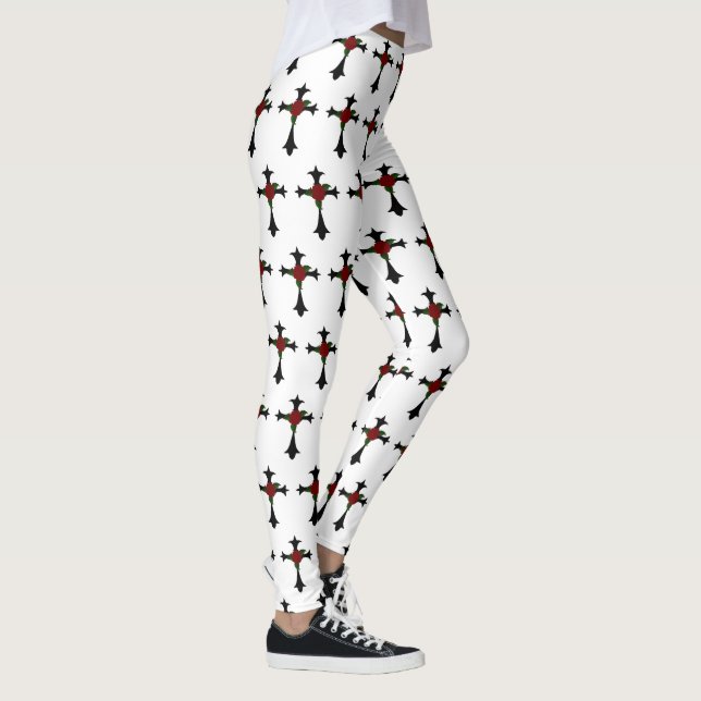 Black Cross And Rose Leggings (Right)