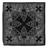 Silver Tone Christian Cross on Black Sparkle Bandana | Zazzle