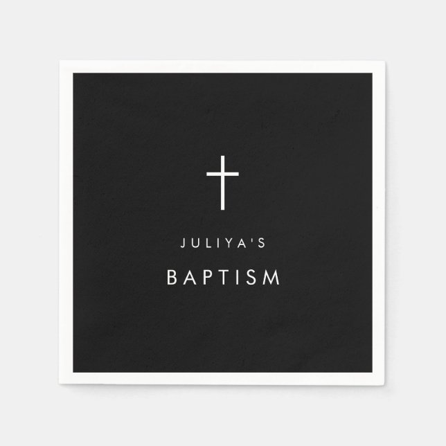 Black cross Baptism  Napkins (Front)
