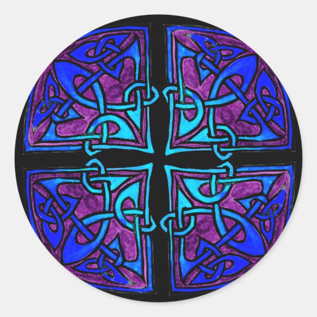 Black Cross Classic Round Sticker (Front)