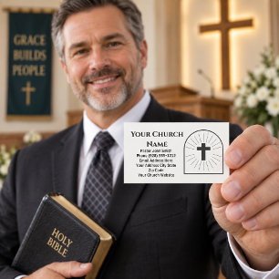 Black Cross Logo Church Pastor Business Card