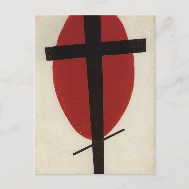 Black cross on a red oval by Kazimir Malevich Postcard (Front)