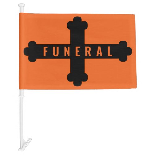 Black Cross Orange Funeral Procession Car Flag
