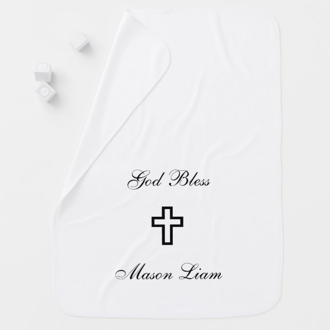 Black Cross Personalized Baby Blanket (In Situ)
