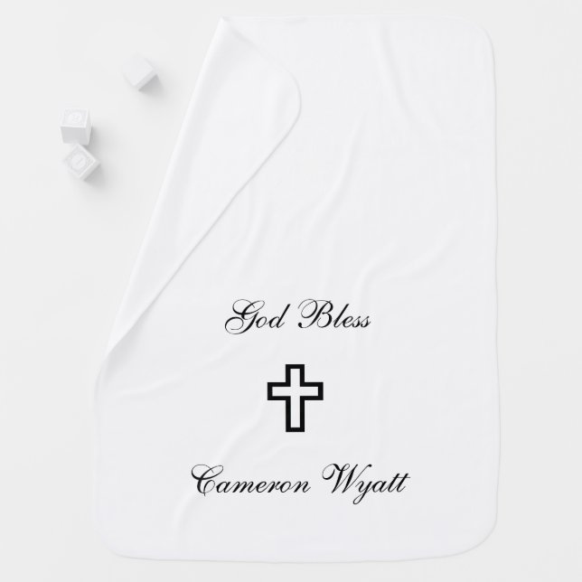 Black Cross Personalized Baby Blanket (In Situ)