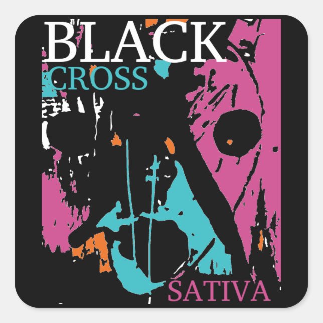 Black Cross SATIVA Square Sticker (Front)