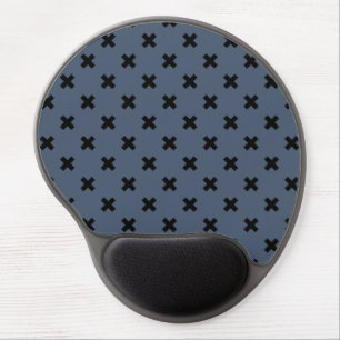 Black cross stitches on blue-grey gel mouse pad