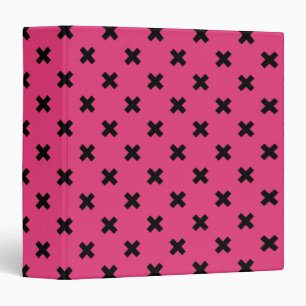 Black cross stitches on fuchsia 3 ring binder