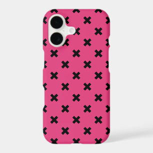 Black cross stitches on fuchsia iPhone 17 case