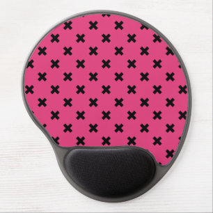 Black cross stitches on fuchsia gel mouse pad