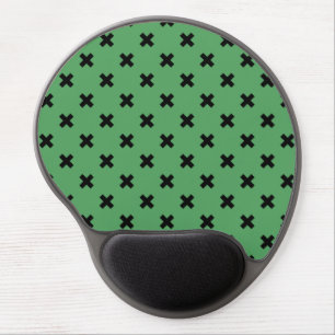 Black cross stitches on green gel mouse pad