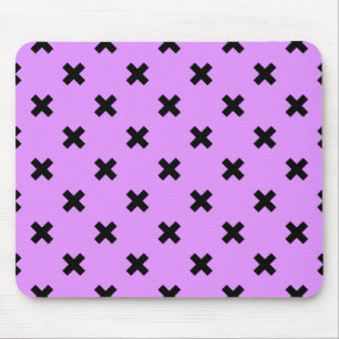 Black cross stitches on lilac mouse pad