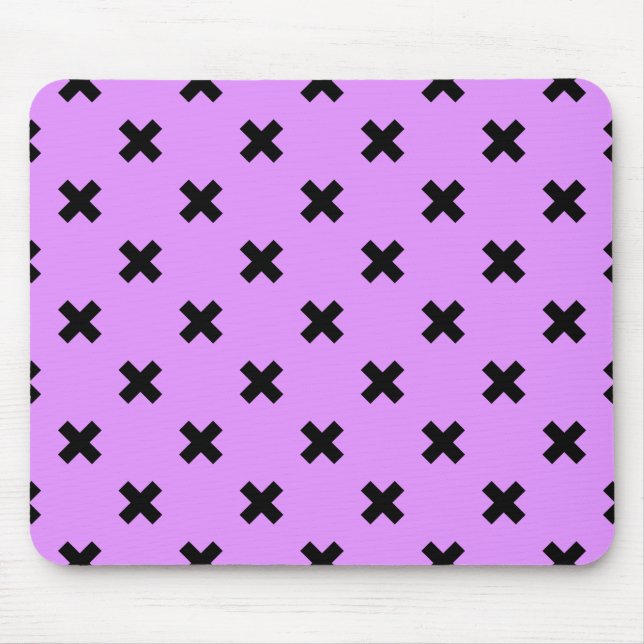 Black cross stitches on lilac mouse pad (Front)