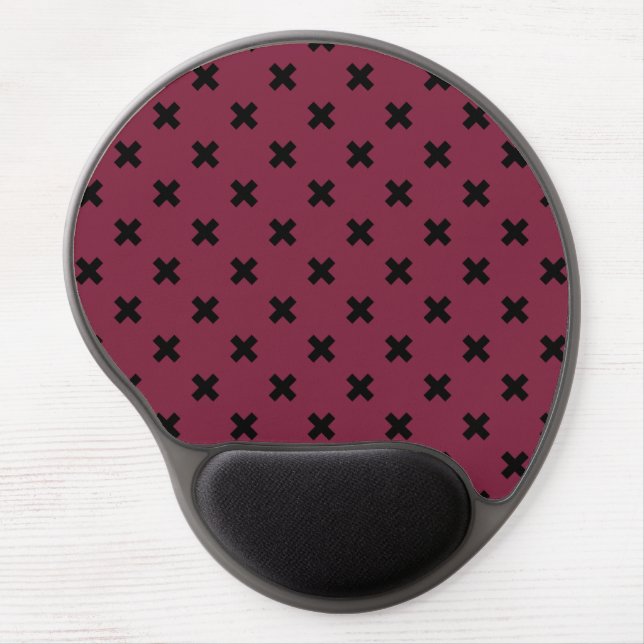 Black cross stitches on mulberry gel mouse pad (Front)
