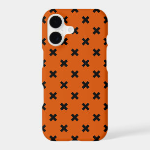 Black cross stitches on orange iPhone 17 case