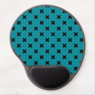 Black cross stitches on teal gel mouse pad