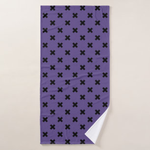 Black cross stitches on ultra violet bath towel