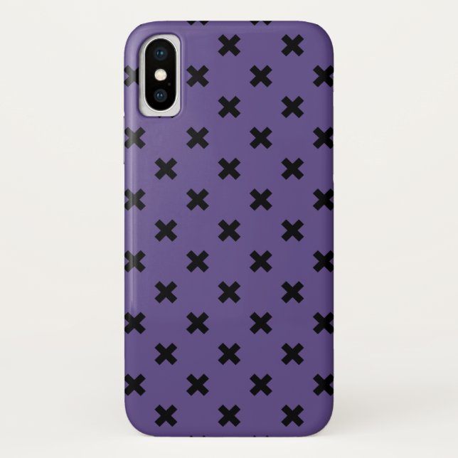 Black cross stitches on ultra violet Case-Mate iPhone case (Back)