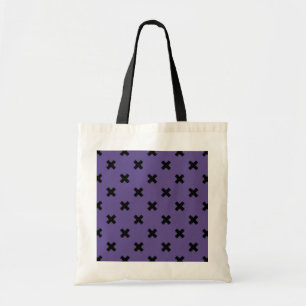 Black cross stitches on ultra violet tote bag