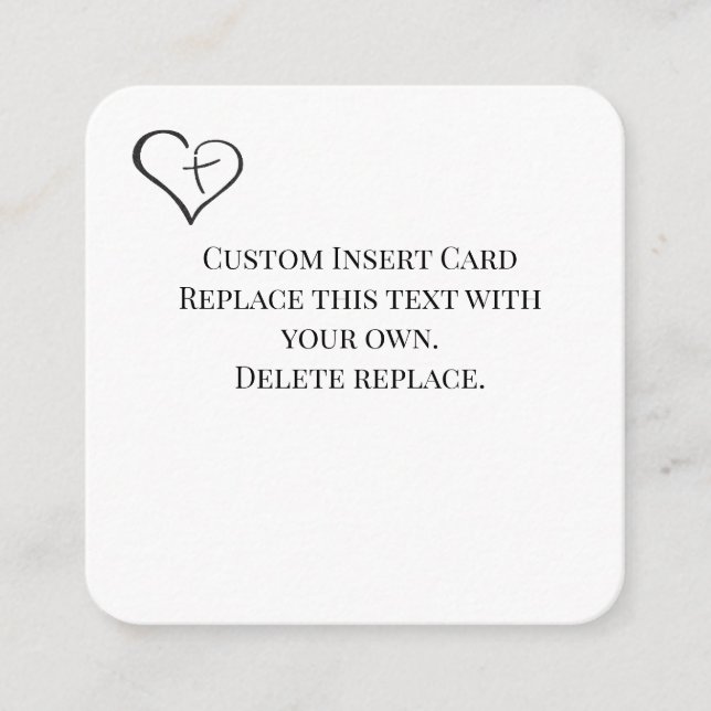 Black Crossed Heart Religious Details Card (Front)