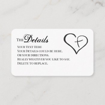 Black Crossed Heart Religious Details Card by jdlhammond at Zazzle