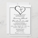 Black Crossed Heart Wedding Invitation at Zazzle