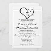 Black Crossed Heart Wedding Invitation (Front/Back)