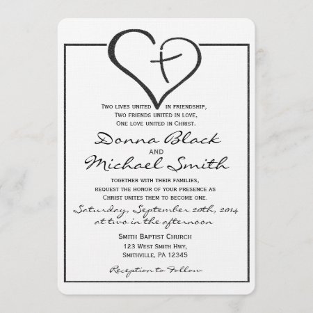 Black Crossed Heart Wedding Invitation