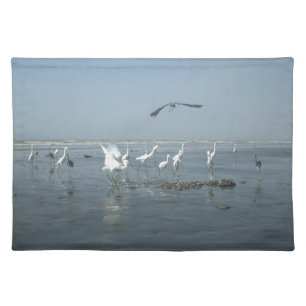 Black Crow and White Cranes: A Contrast in Nature Placemat